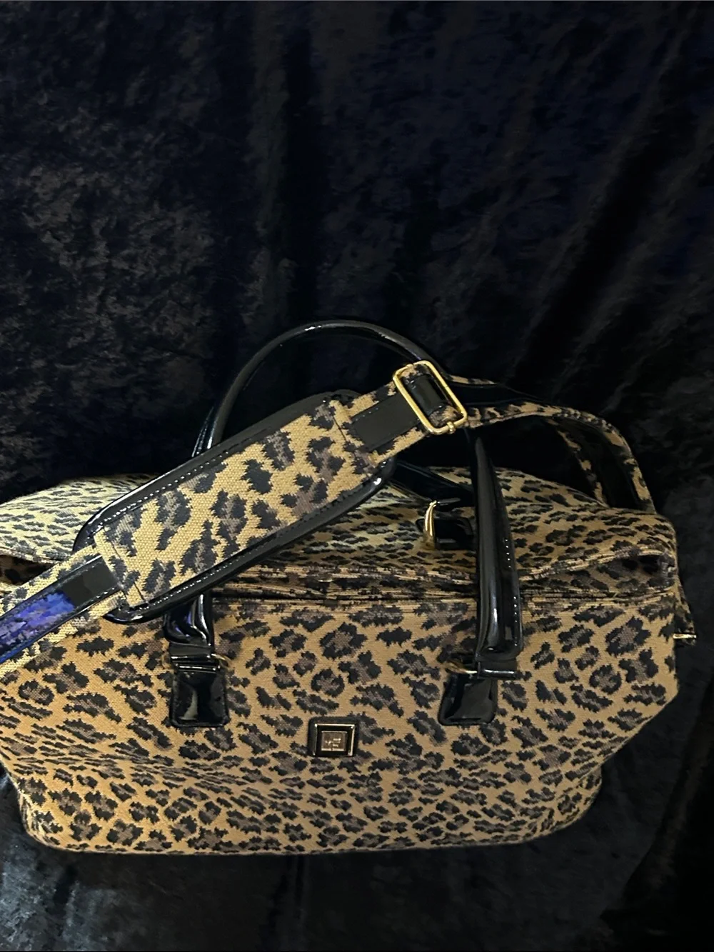 Diane Von Furstenberg Leopard Print Satchel with Black Patent Handles